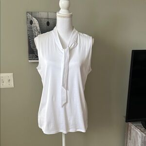 Ann Taylor White Sleeveless Blouse